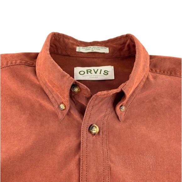 Orvis Orange Long Sleeve Button Down Shirt - Picture 2 of 7
